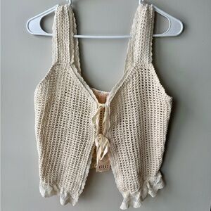 Good Luck Gem | Crochet Knit Tie Front Vest